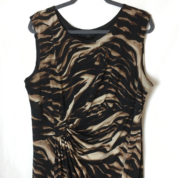 Enfocus Size 18W Tiger Print Faux Wrap Dress - Picture 2 of 6